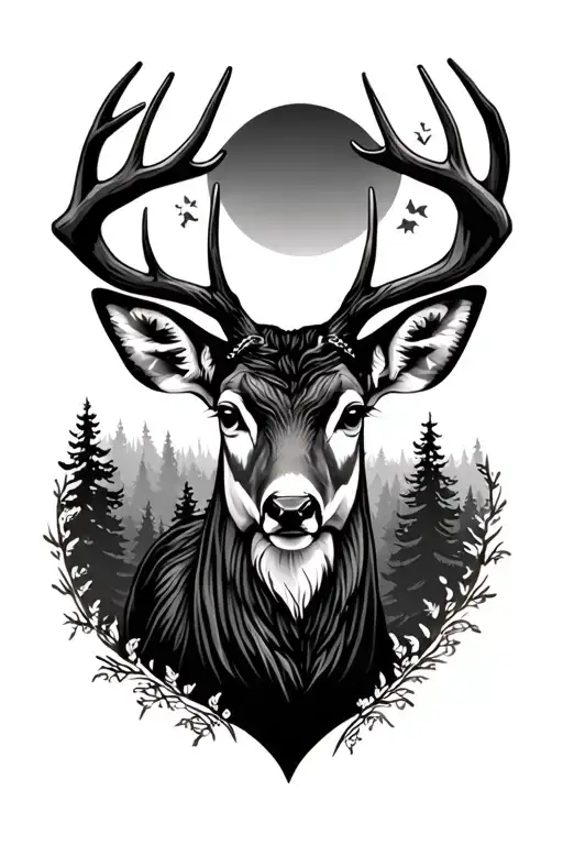 Deer With Forest Background