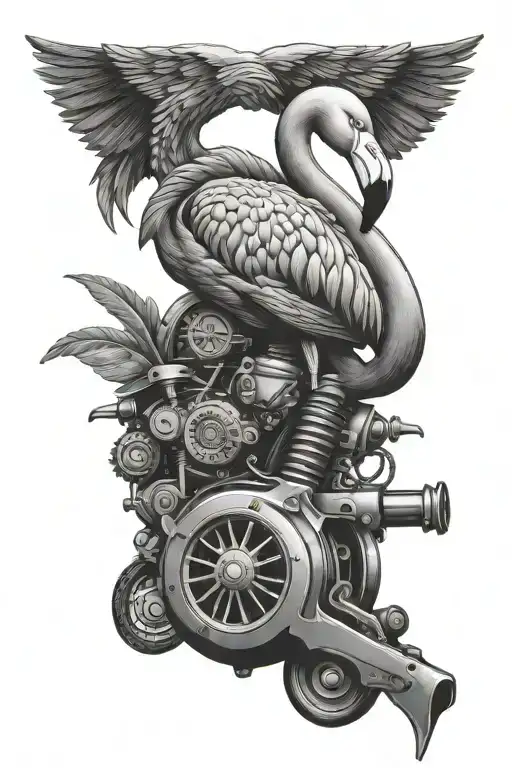 Flamingo Standing Las V Twin Engine