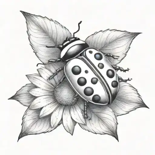 Ladybug And Daisy Flower