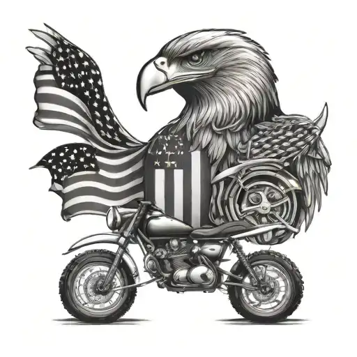American Flag With Eagle And Chevy Chevelle With A Dirtbike