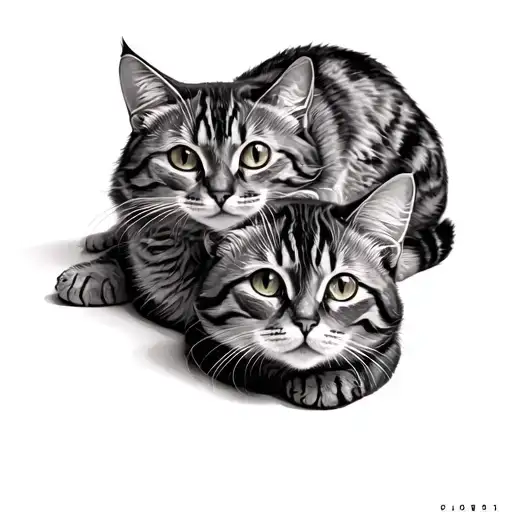 2 Cats Laying On Top
