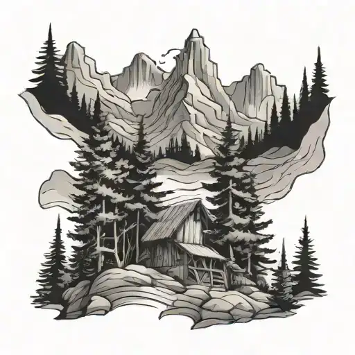 Mountains Pine Trees