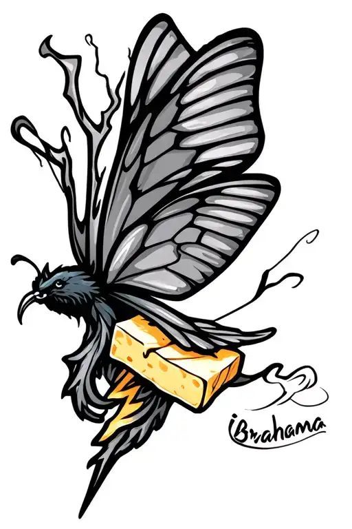 Lightning Bolt Intertwined With Butter Fly With The Name Ibrahima
