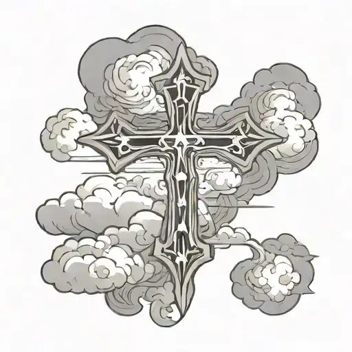 Cross With Clouds Surrounding