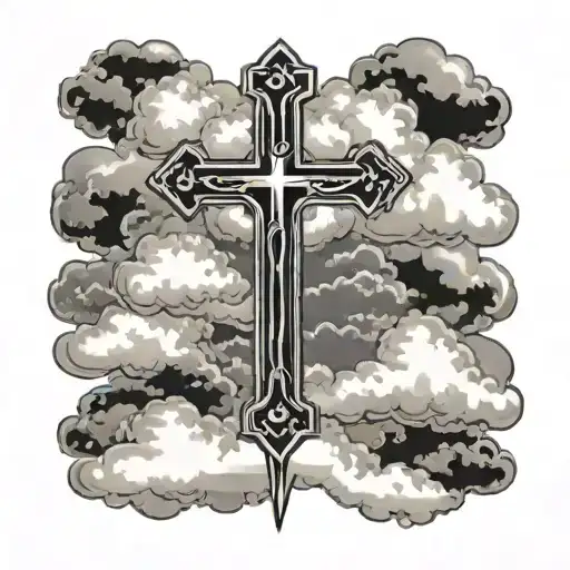 3 Crosses With Clouds Surrounding Them