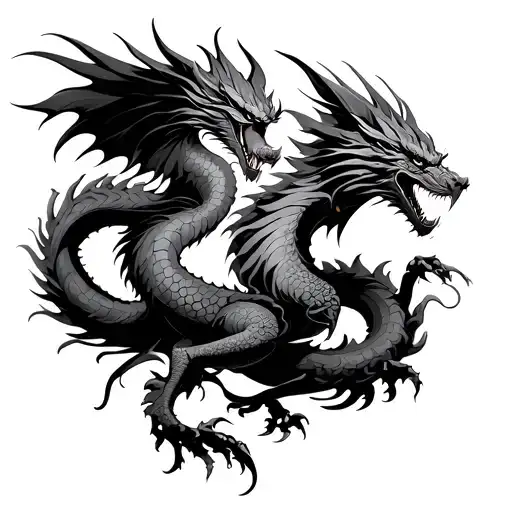 Dragon And Phoenix Fighting Each Other