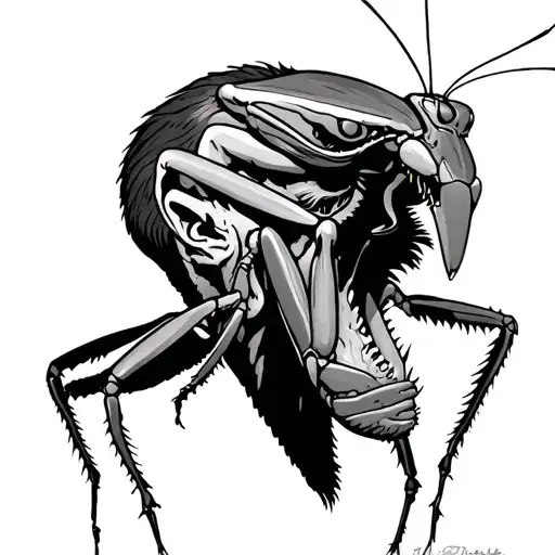 Praying Mantis Biting A Man's Head Off