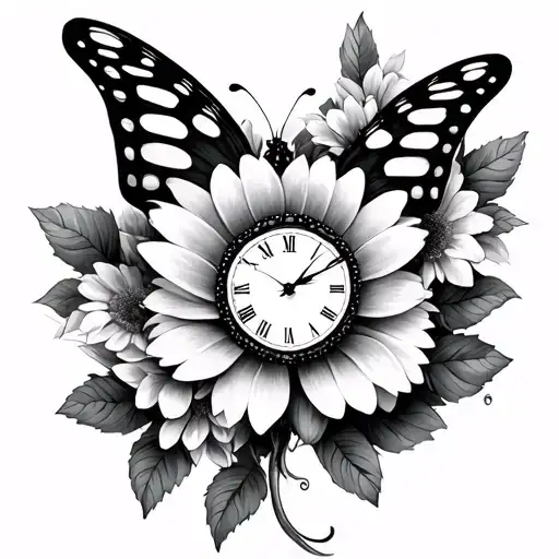 Flower And Clock Butterfly
