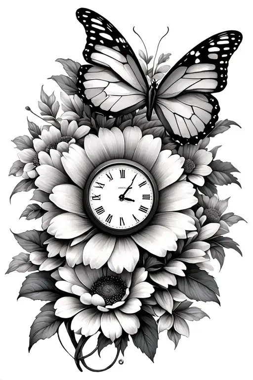 Flower And Clock Butterfly