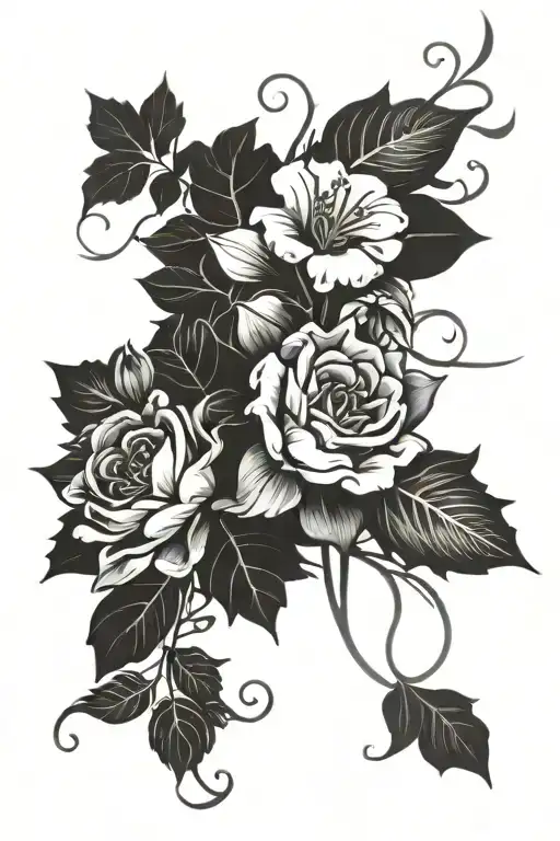 Flowers Connected By Vines