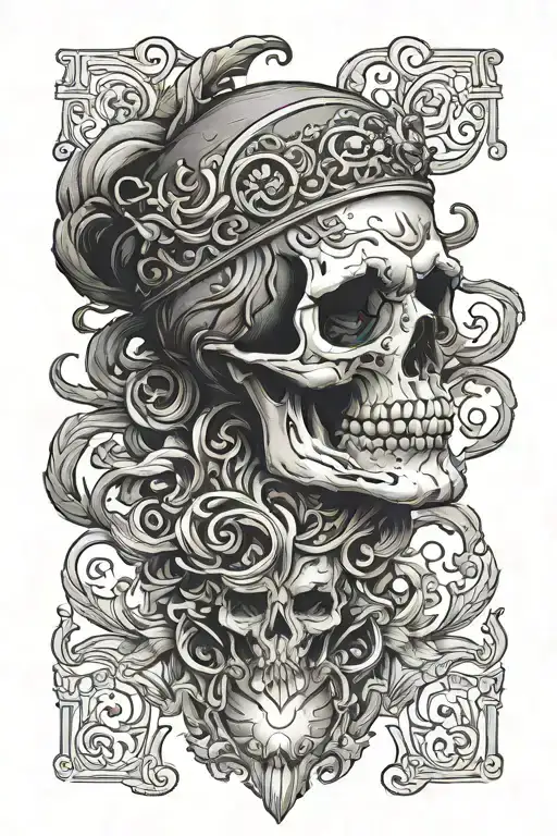 Skull Greek God Figure Surrounded