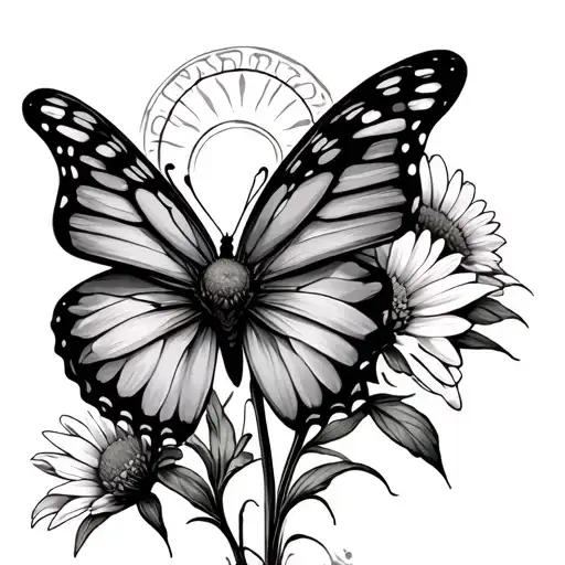 Wild Flowers Sun Rising Butterfly