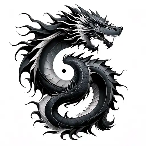 Dragon With Ying And Yang