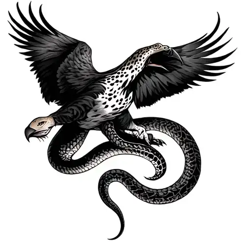 Eagle Jaguar And Snake Wrapped