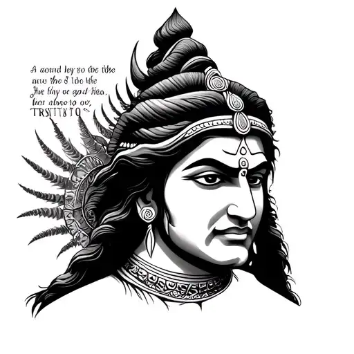 Lord Shiva Face Looking At Trishul Symbol With A Quote