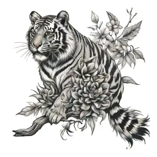 Tiger And Magpie With Australian Fauna