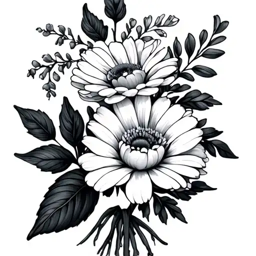 July And October Birth Flower Boquet Fineline Dainty