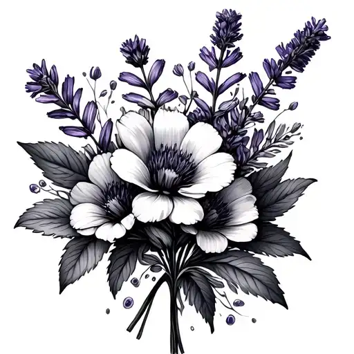 Cosmo And Lavander Flower Boquet Fineline Dainty
