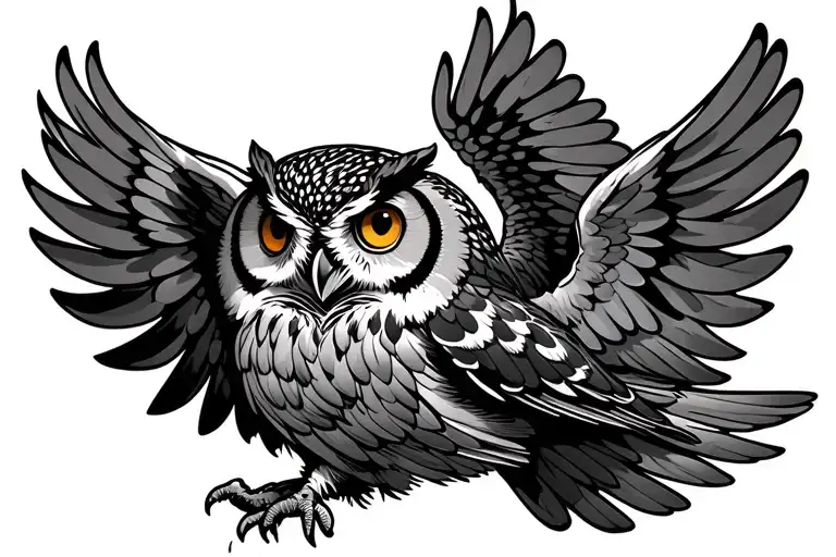 Owl Landing Open Wings
