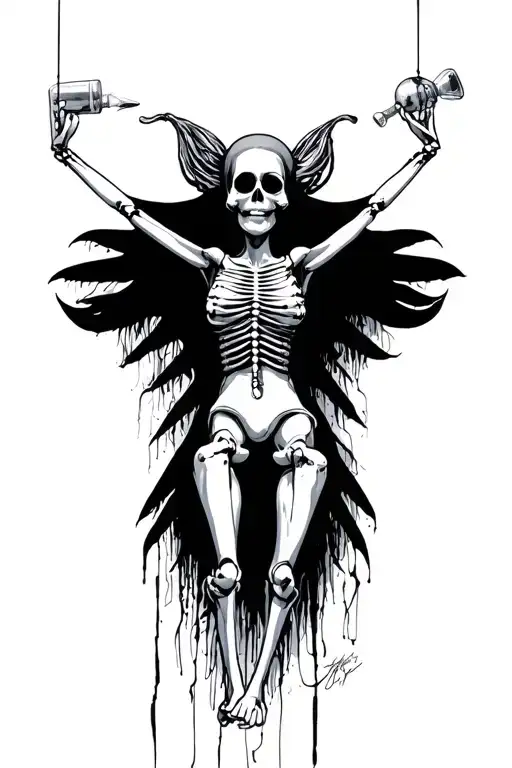 Full Body Marionette Puppet Of The Personification Of Substance Abuse