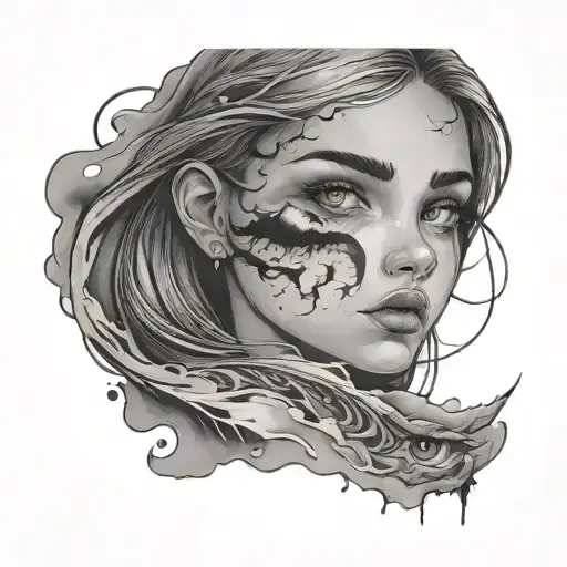 Girl Looking At Eye In Sky Storm