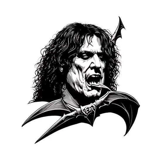 Simple Black Work Ozzy Osbourne With Bat In Mouth