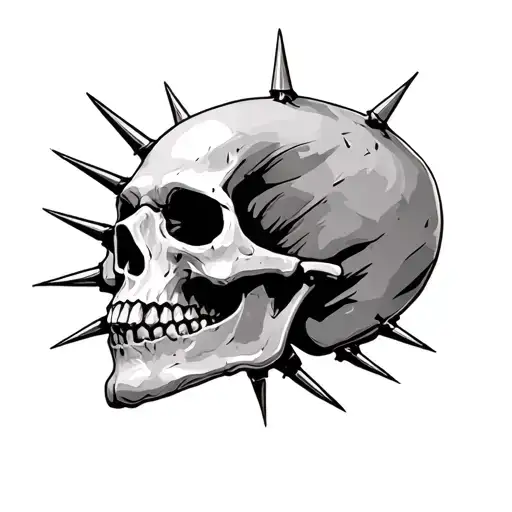Human Skull With Spikes Going
