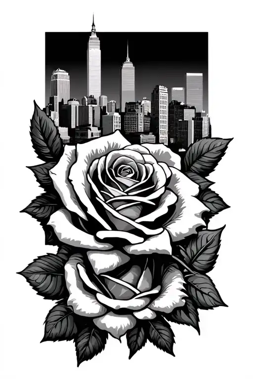 Roses Intertwined With Baltimore City Skyline