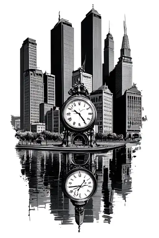 Baltimore City Skyline With Clocks