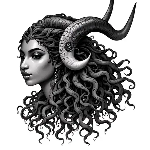 African Medusa With Capricorn