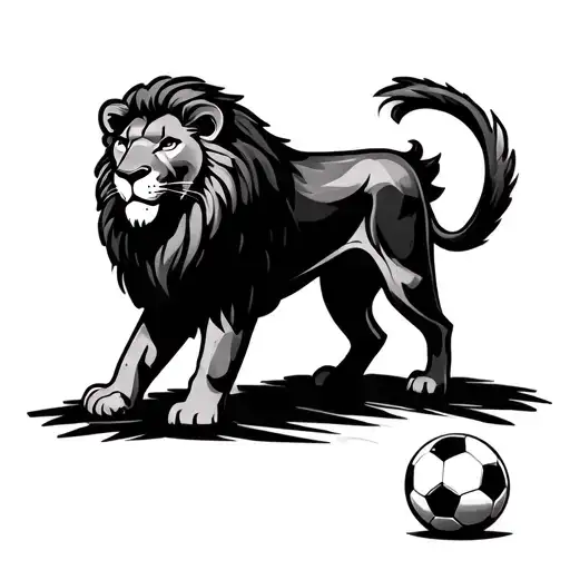 Lion And Soccer Ball