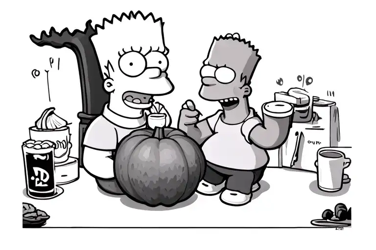 Homero And Bart Simpson Taking Mate Gourd