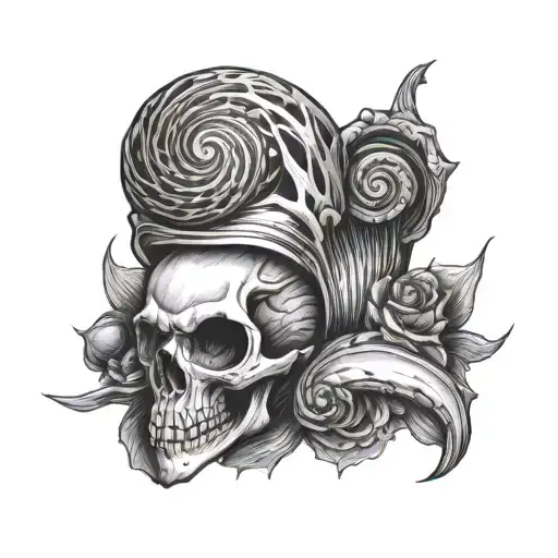 Skull Snail Tattoo Design
