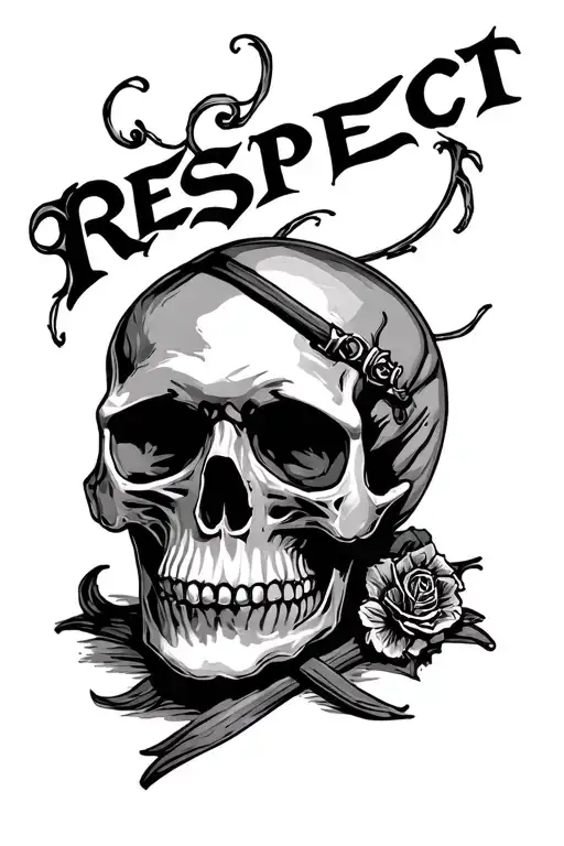 Skulls With Respect Written In Old English