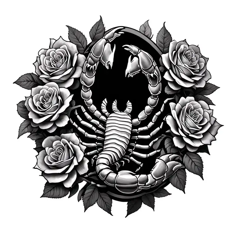 Scorpion And Roses Blooming