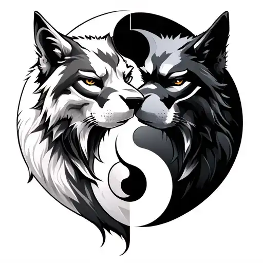Lobos With Masks On Yin Yang
