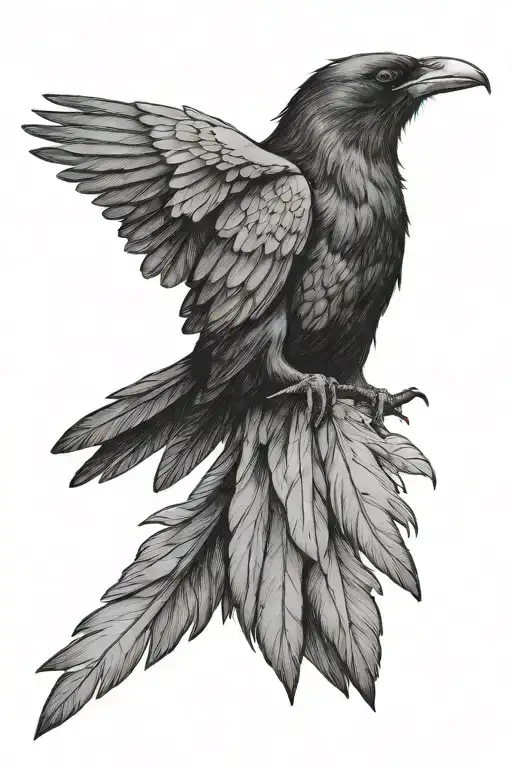 Crow Standing Proudly Leaves