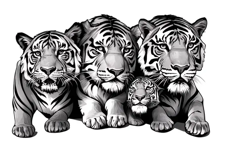 Tigres Papa And 2 Children