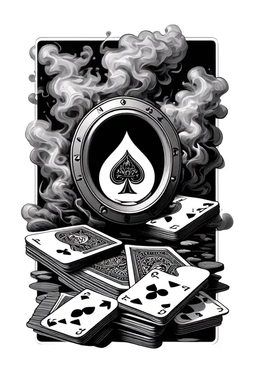 Deck Of Cards Being Spread Surrounded By Smoke And Pistons
