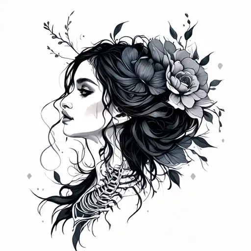 Sketchy Long Dark Feminine Spine