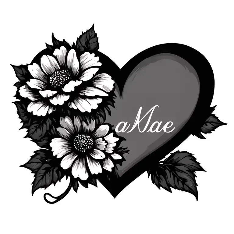 Heart And Flower With Name