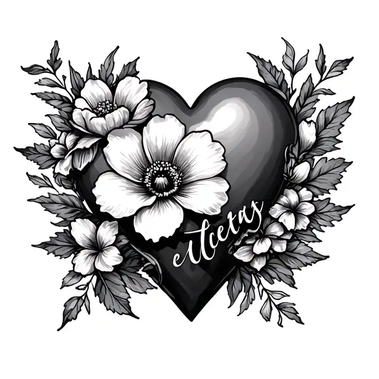 Heart And Flower With Name