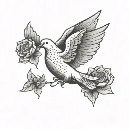 Dove Carrying Flower