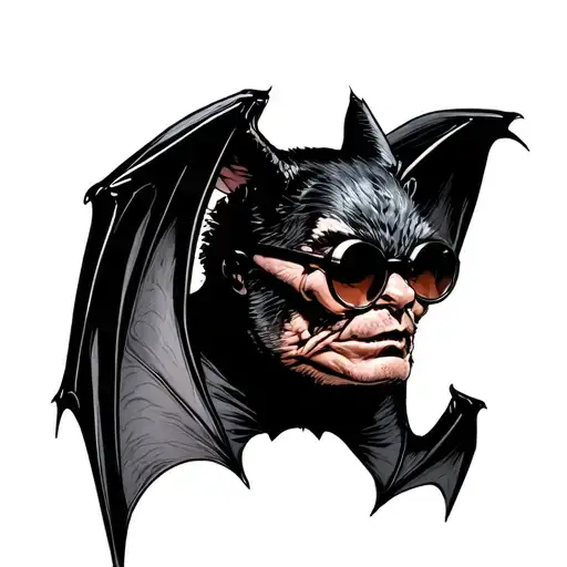 A Bat With Ozzy Osbournes Glasses With Bat Wings