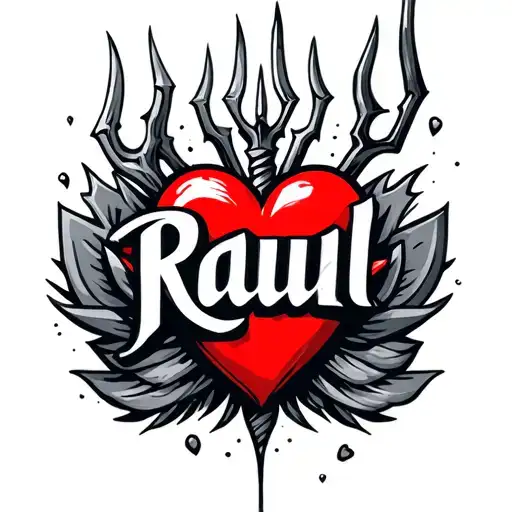 The Name Raul With A Heart At The End Having Trident