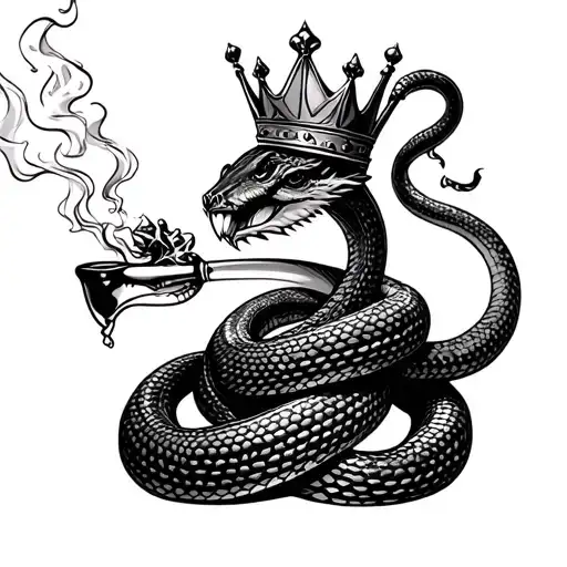 Snakes With A Crown Smoking Out A Bong