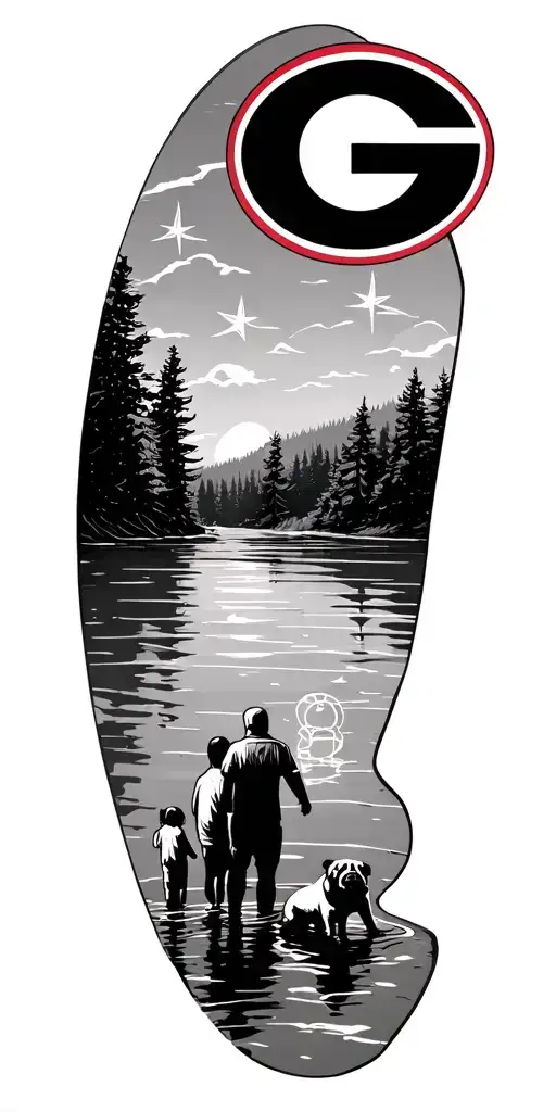 Star Destoyer Over A Lake With A Family And A Pug Watching Georgia Football