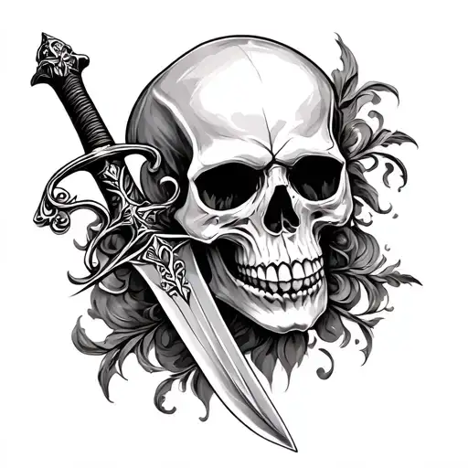 Create Me An Exotic Gothic Style Sword Piercing A Skull Tattoo Design