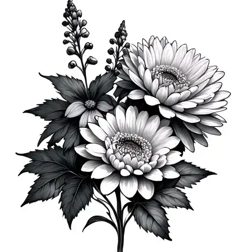 Larkspur And Chrysanthemum Flowers