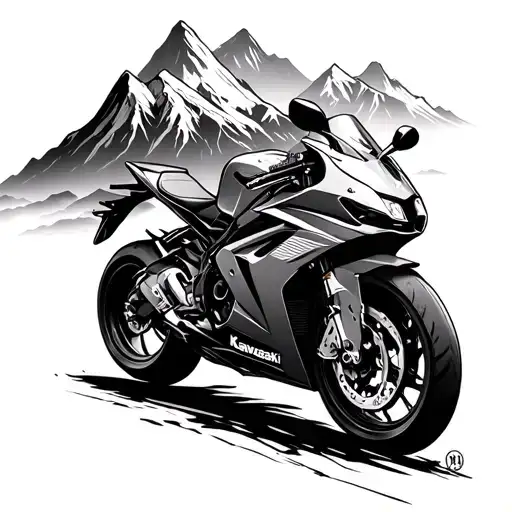 Kawasaki Ninja 500 And A Mountain Landscape